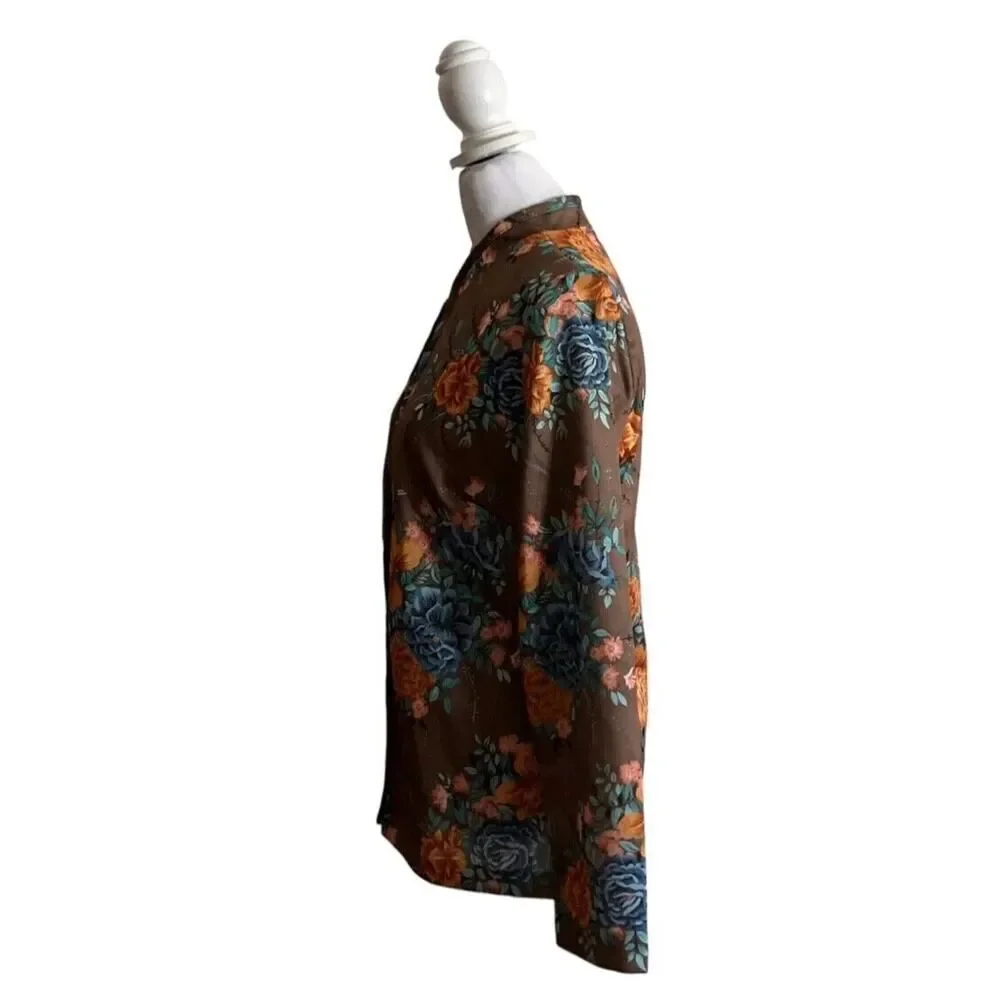 Vintage 1970s Sears Dress Cardigan Taupe Floral 2 Piece Set Maxi US Size 10 - Picture 11 of 16